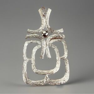 Vintage Silvertone Geometric Statement Large Pendant